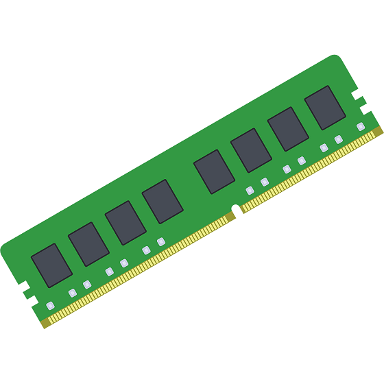 メモリ(memory)とは記憶装置と呼ばれデータを記憶する装置の事で、PCは基本的にこの「記憶装置」と「CPU（中央処理装置・プロセッサ）」の二つの装置で成り立ちメモリはよく作業机として例えられます。