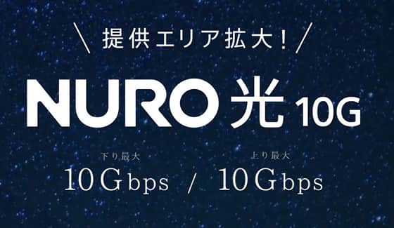 NURO光は最大速度10Gbpsのインターネット回線を利用できる10Gプランを提供しており通常プランと比較して5倍の通信速度が評判ですが10Gbpsの対応した環境を準備する為には今現在3万円位掛かるのと条件を満たしても実速度は4Gbps位になります。